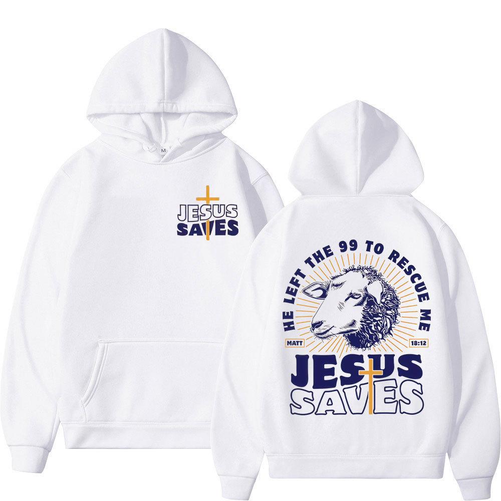 Jesus Saves Fashion Graphic Print Hoodies Man Autumn Winter Fleece Streetwear Tops