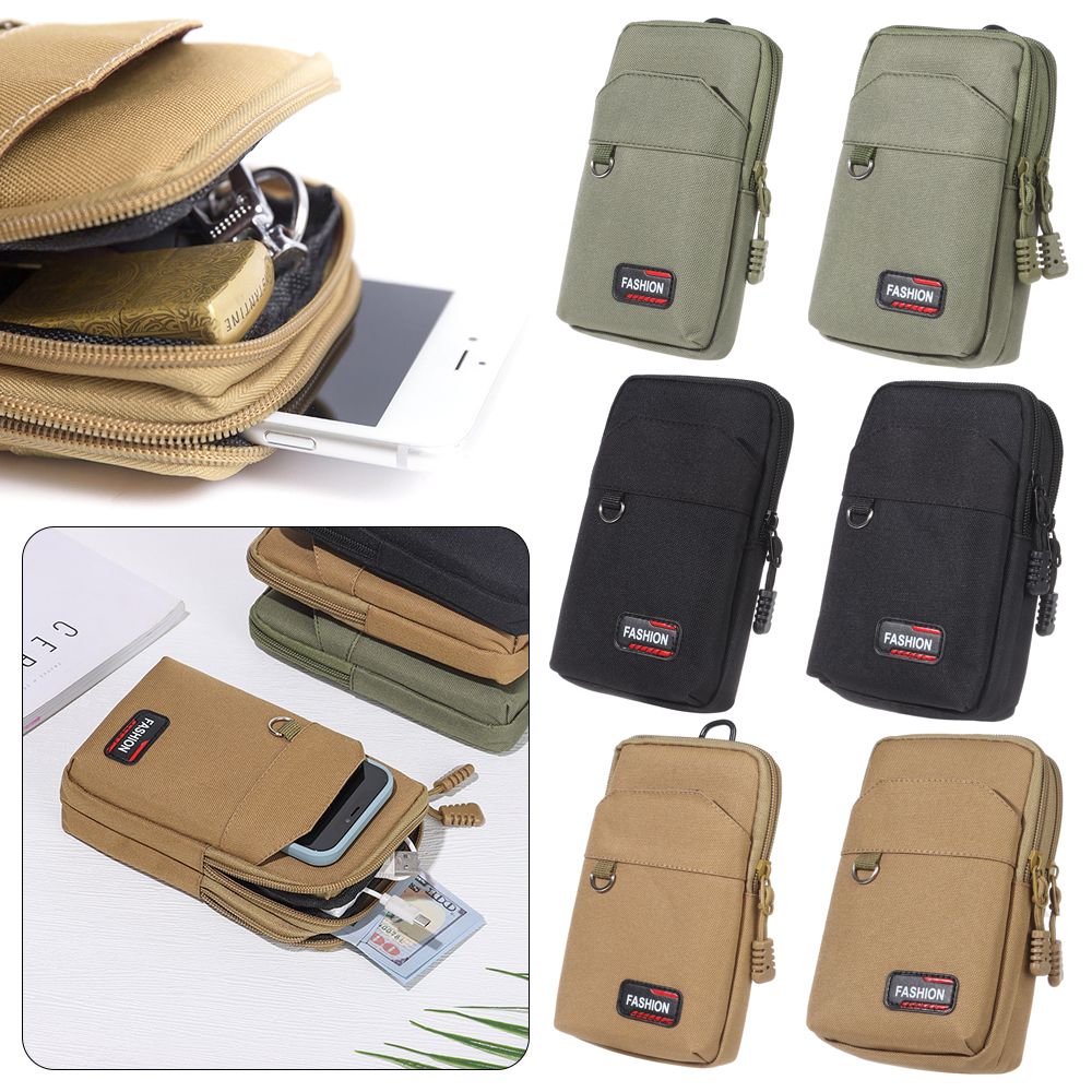 Men Single/double Layer Camping Hunting Phone Pouch Wallet Pocket Waist Purse EDC Molle Bag