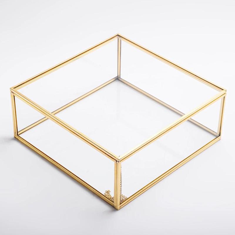 Retro Transparent Förvaringslåda Godis Smycken Kristall Ädelstenslåda Örhängen Glas Smyckeskrin Smyckesförvaring Ställ Skrivbordsbehållare