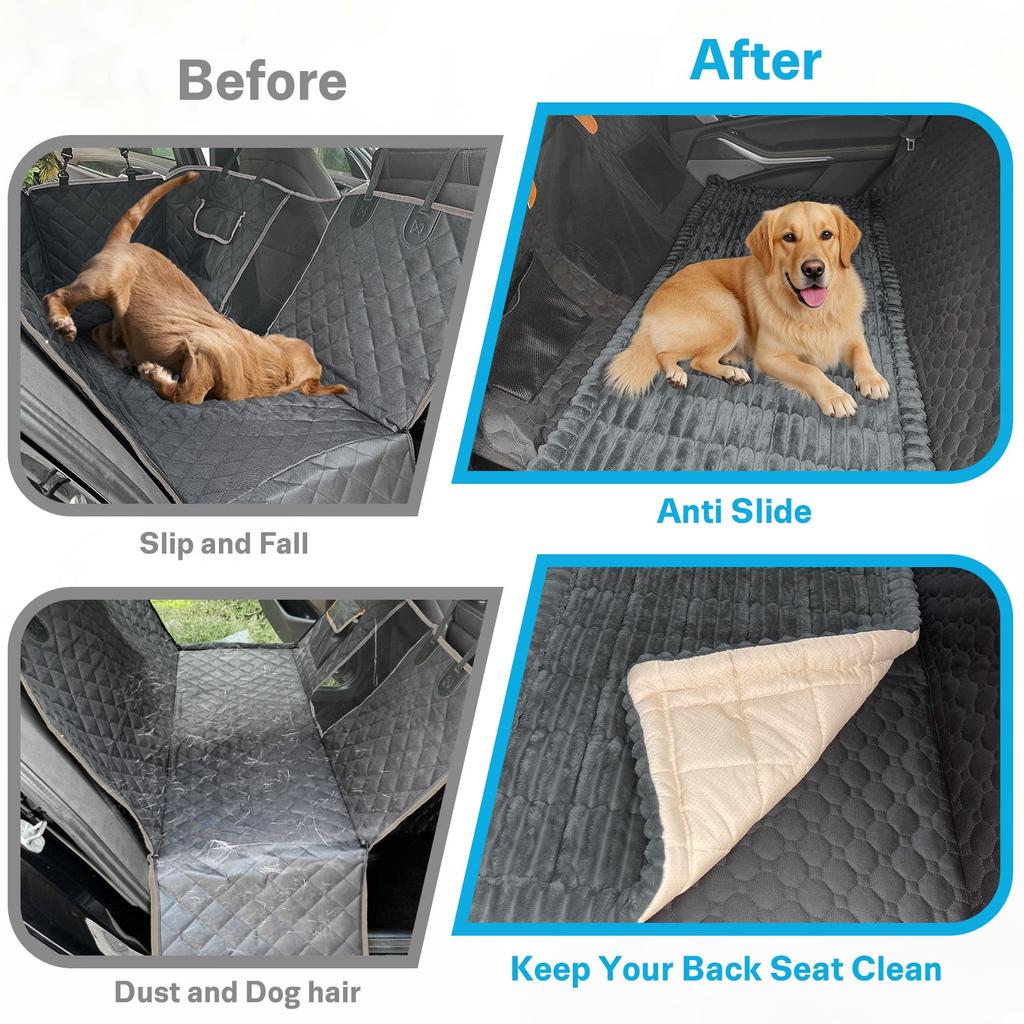 Backseat Pet Bed Mat, Dog Bed for Car Back Seat, Non-Slip Furry Dog Covers Pet Mat, Fit for Backseat Extenders and Seat Covers