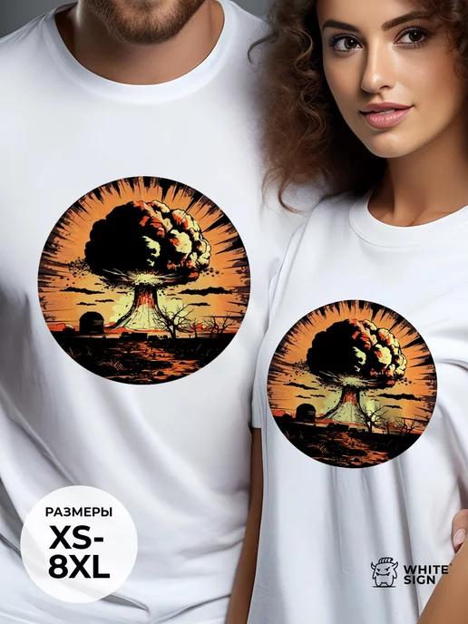Oversized cotton T-shirt with  Echo of Explosion  print 2XL