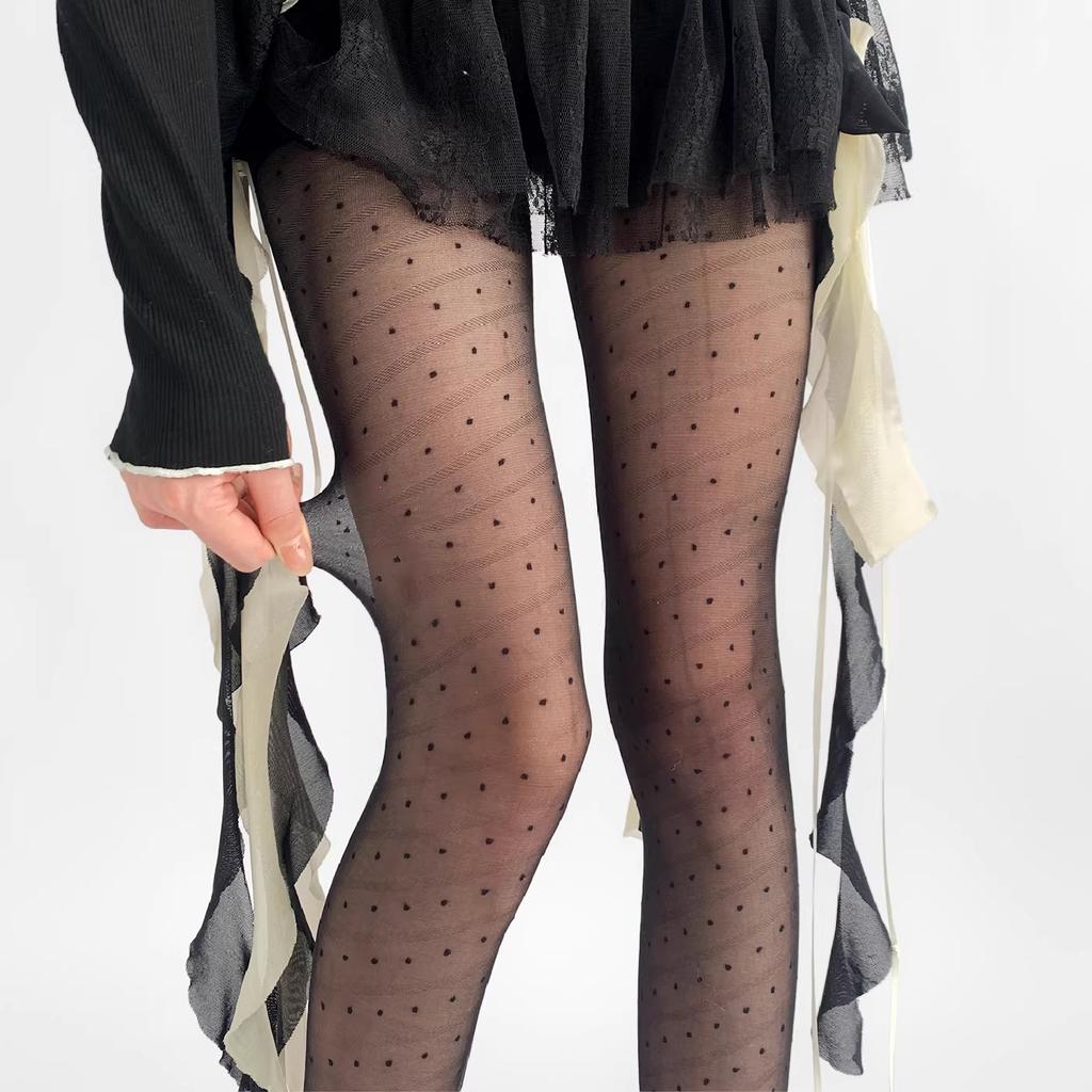 Pure Skin-Penetrating White Stockings, Thin Twill Polka-Dot Leggings, Fashionable Pantyhose, Bare-Leg Artifact