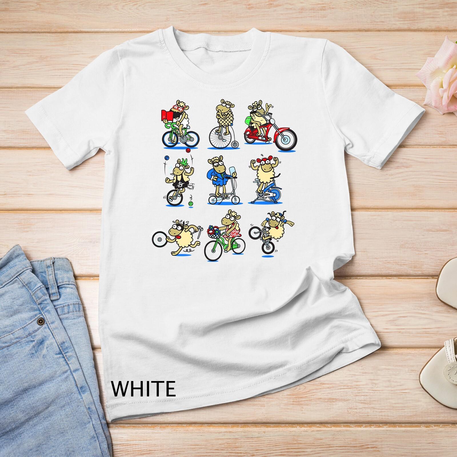 Funny Biker Sheep Cycling T-Shirt Mens Womens Tees Top Unisex T-Shirt Mens Womens Tees Top S