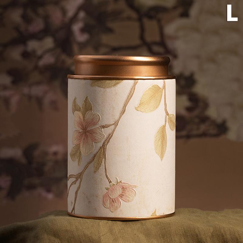 Kitchen Sealeds Canister Chinese Style Tea Box Convenient Exquisite Flower Prints Round Tea Tin Tea Storage Snacks Storage Box