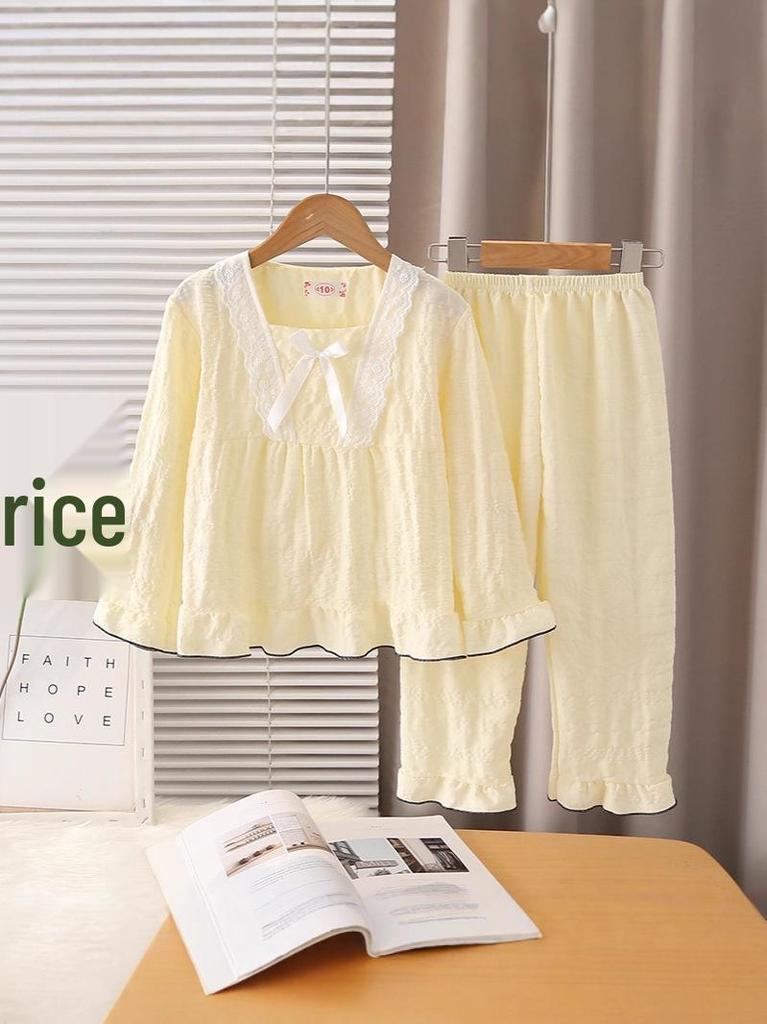 Southeast Asia Girls' Long Sleeve Cotton Pajama Set