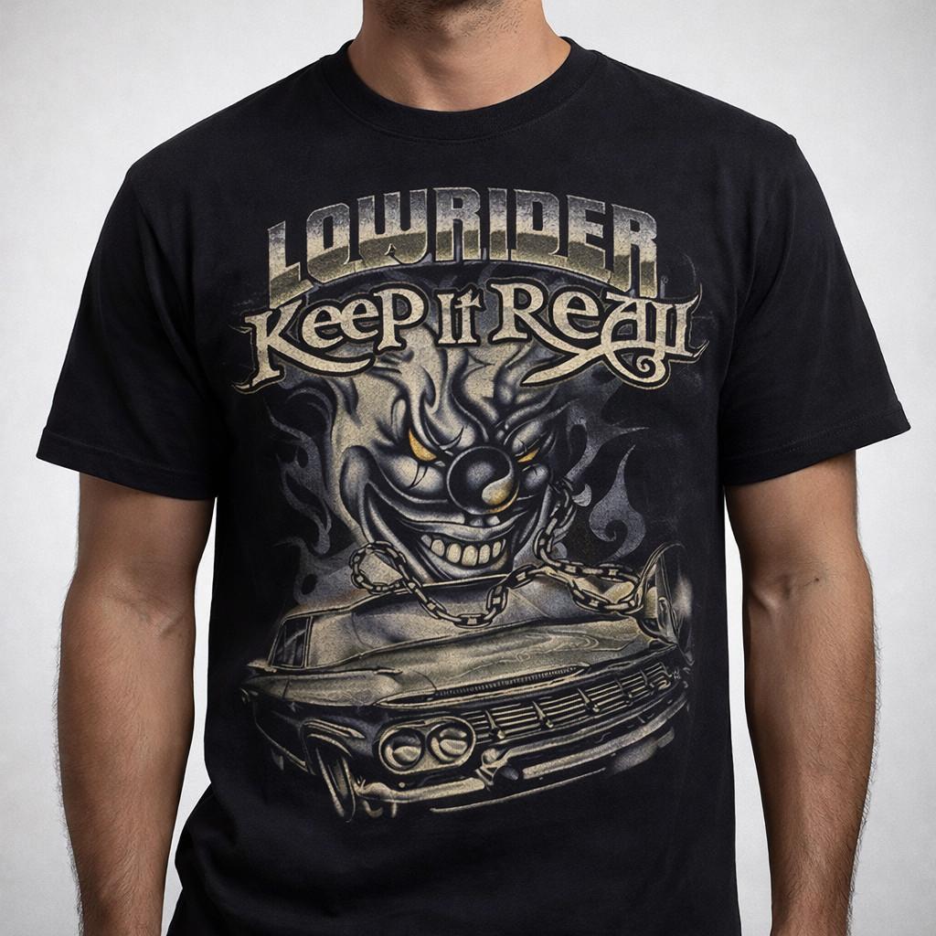Vintage Lowrider Graphic T Shirt Keep It Real Clown Art Streetwear S-3XL S