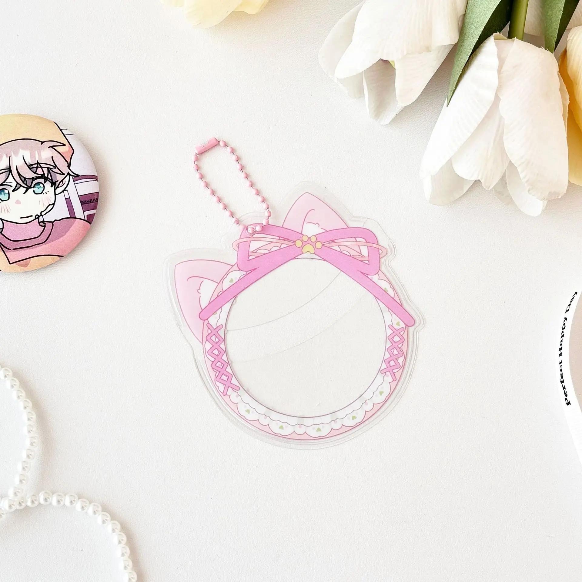 

Kawaii кошачьи ушки бант кружевной ПВХ держатель значка для значка 58 мм японская аниме игра Baji чехол сумка для рюкзака брелок кулон