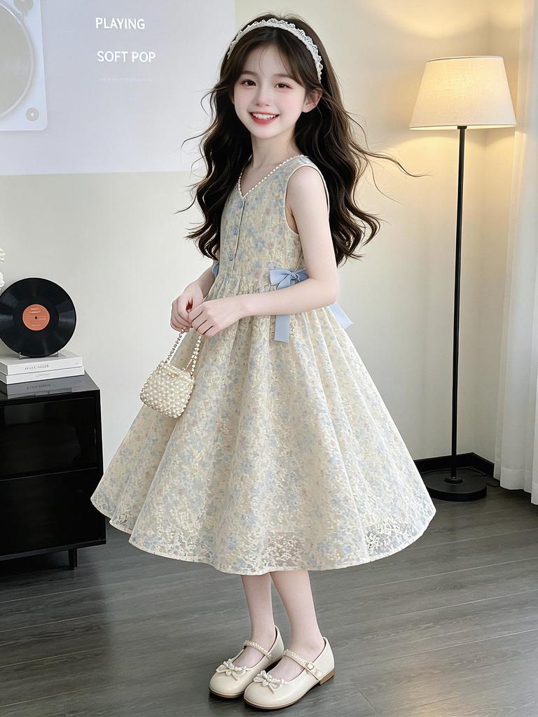 2026 New Floral Summer Dress for Older Girls - High-End Princess Style