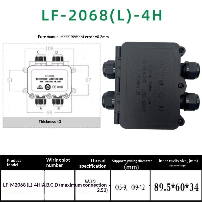 IP66 Waterproof Junction Box with 3mm-6.5mm Cable Connector Sealed Flame Retardant for Garden Security Camera Wiring