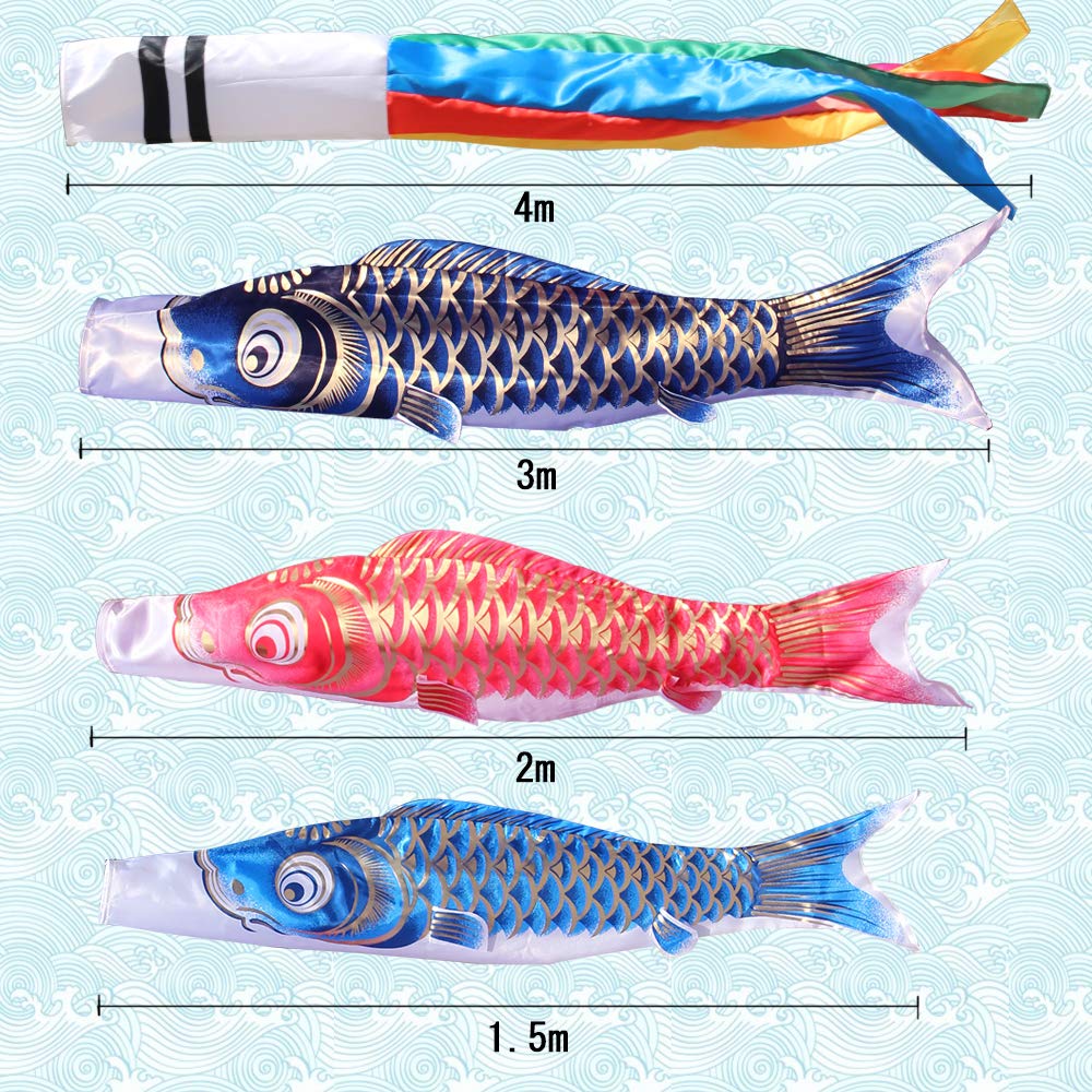 Streamer na kapry Streamer Golden Eternal Carp 4m sada Garden 3 Capr 2021 vyrobeno z vysoce kvalitního polyesterového saténu, festivalový chlapecký