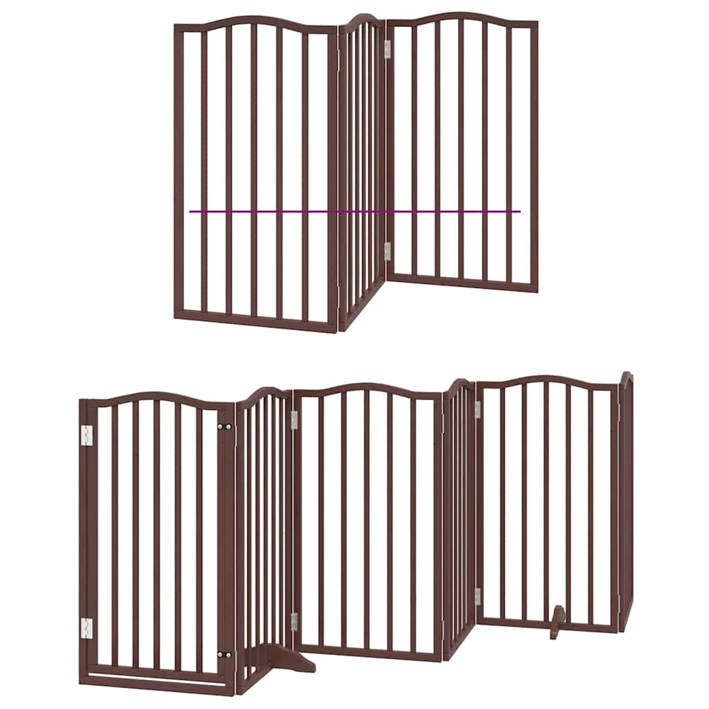 9 Panel Dog Gate with Door Foldable Brown 450 cm Poplar Wood
