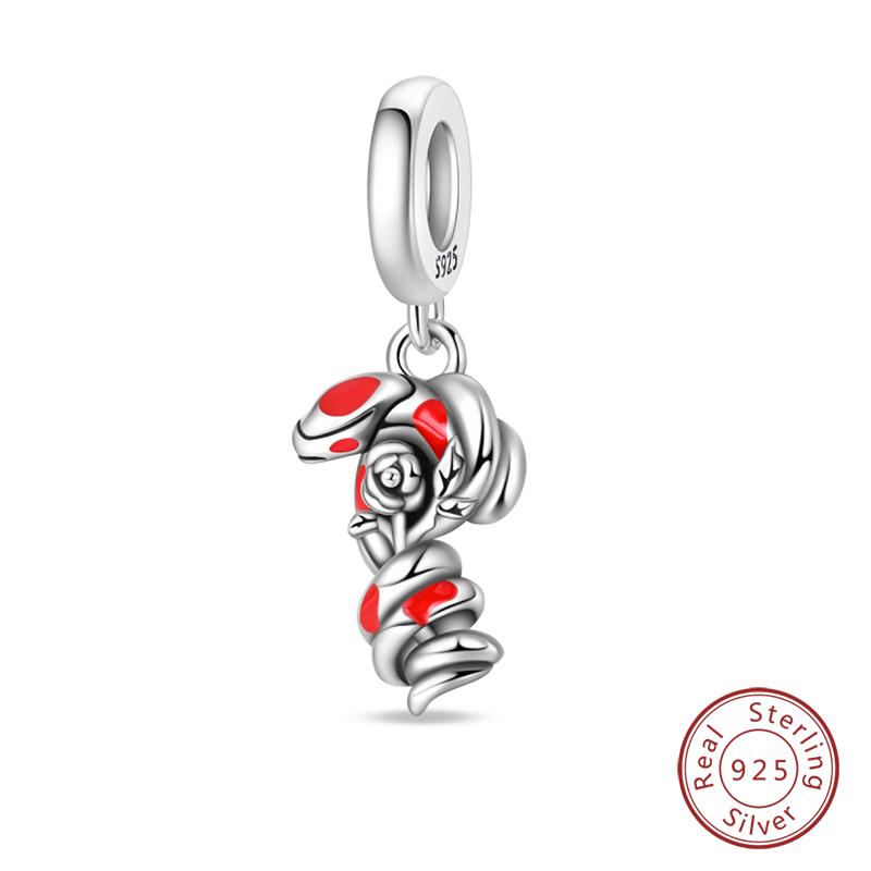 100% Copper Exquisite Tarot Cards Bracelet Pendants Blood Red Fire Snake Rose Charms Beads Diy Jewelry For Women