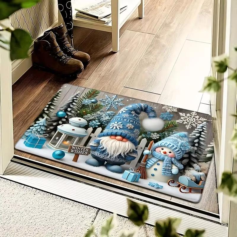 Christmas Carpet Entrance Welcome Doormat Winter Christmas Tree Waterproof Floor Mat Bedroom Kitchen Bathroom Carpet Home