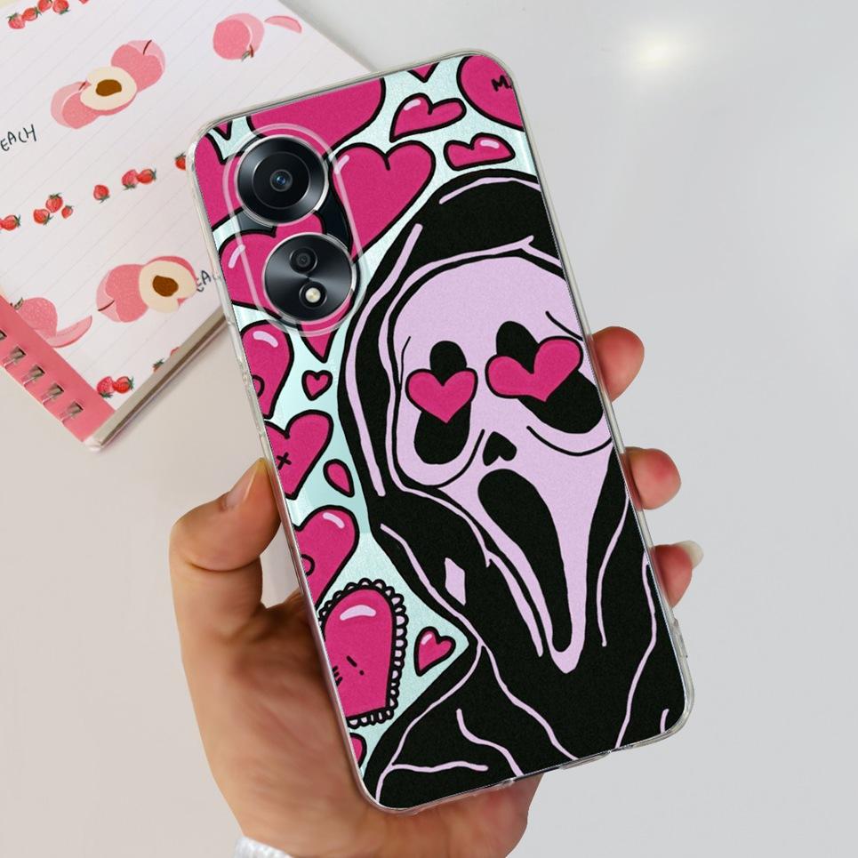 For Cover Oppo A58 4G CPH2577 Case Love Heart Butterfly Cover Shell For Oppo A78 5G 4G CPH2565 Soft Clear TPU Bumper Etui
