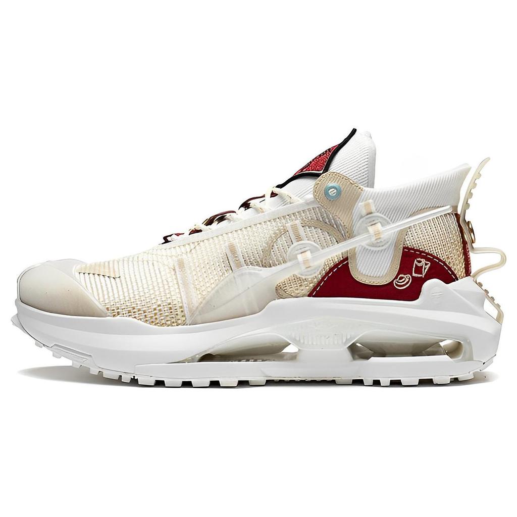 New LiNing CF Xingshan 2.0 Thermal Slip Resistant And Abrasion Resistant Mid Top Sports Casual Shoes Unisex White Gold AGLS215-5