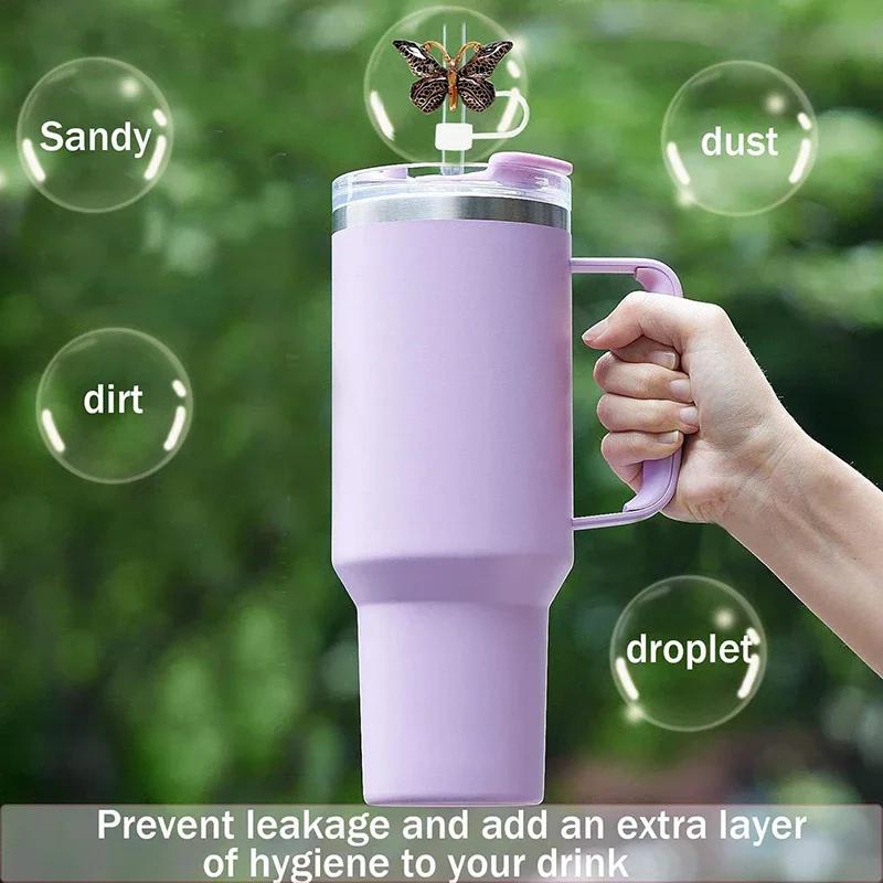 Silicone Butterfly Straw Cover Cap Spill Stopper For Water Cup Heat-resistant Dust Proof Straw Plug Cap Accessory