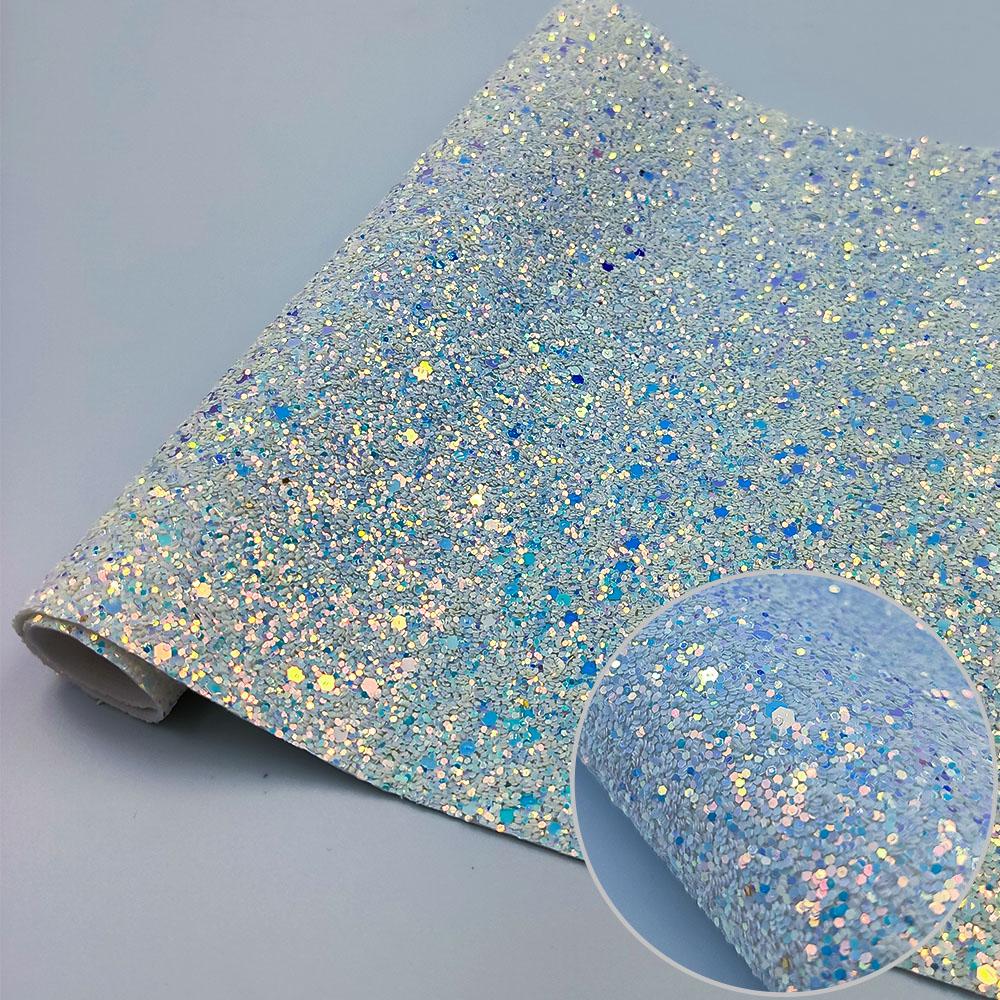 

20*120CM Roll Ultra Chunky Sparkly Glitter PU Leather Sweing Fabric Hologram Iridescent Vinyl Hair Bow DIY Craft Material