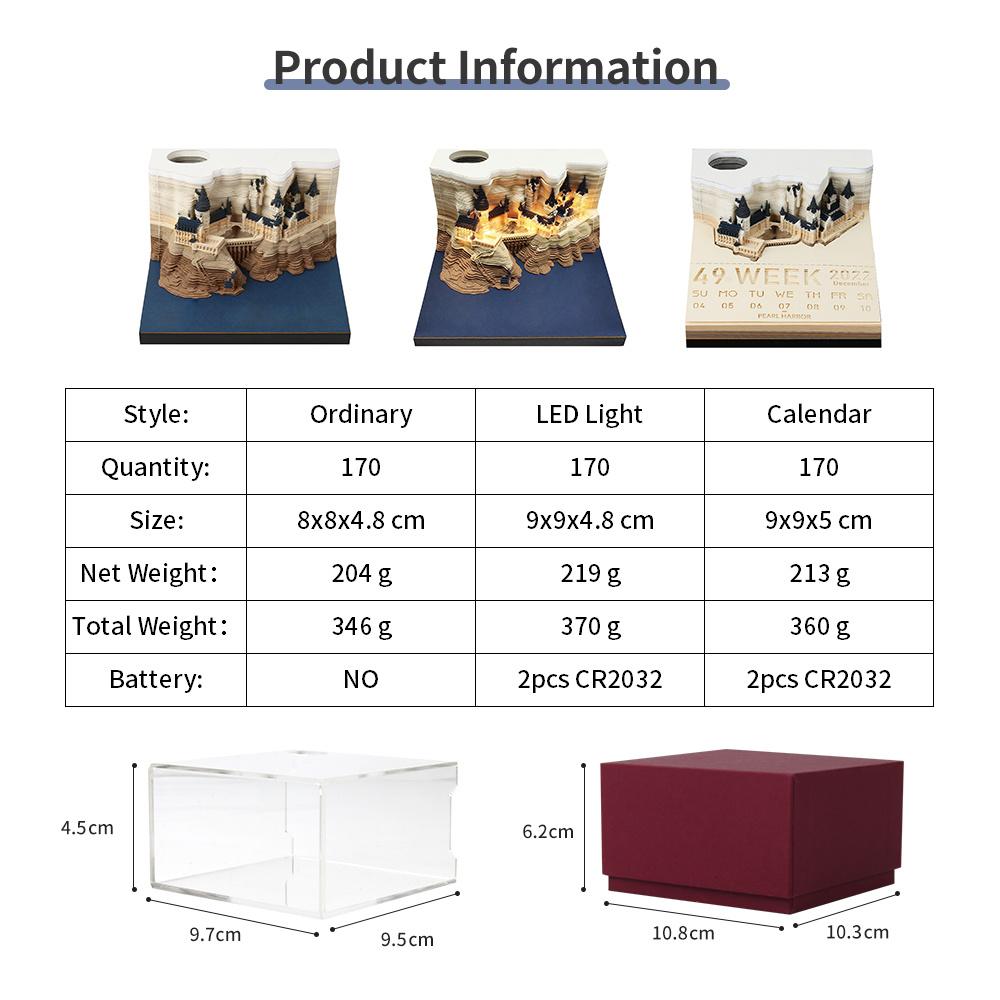 Omoshiroi Magic Castle 3D-Notizblock, Kalender, Notizblock, Notizblock, Notizblock, Hary Design, Notizpapier, Schreibwarenzubehör, originelles Geschenk