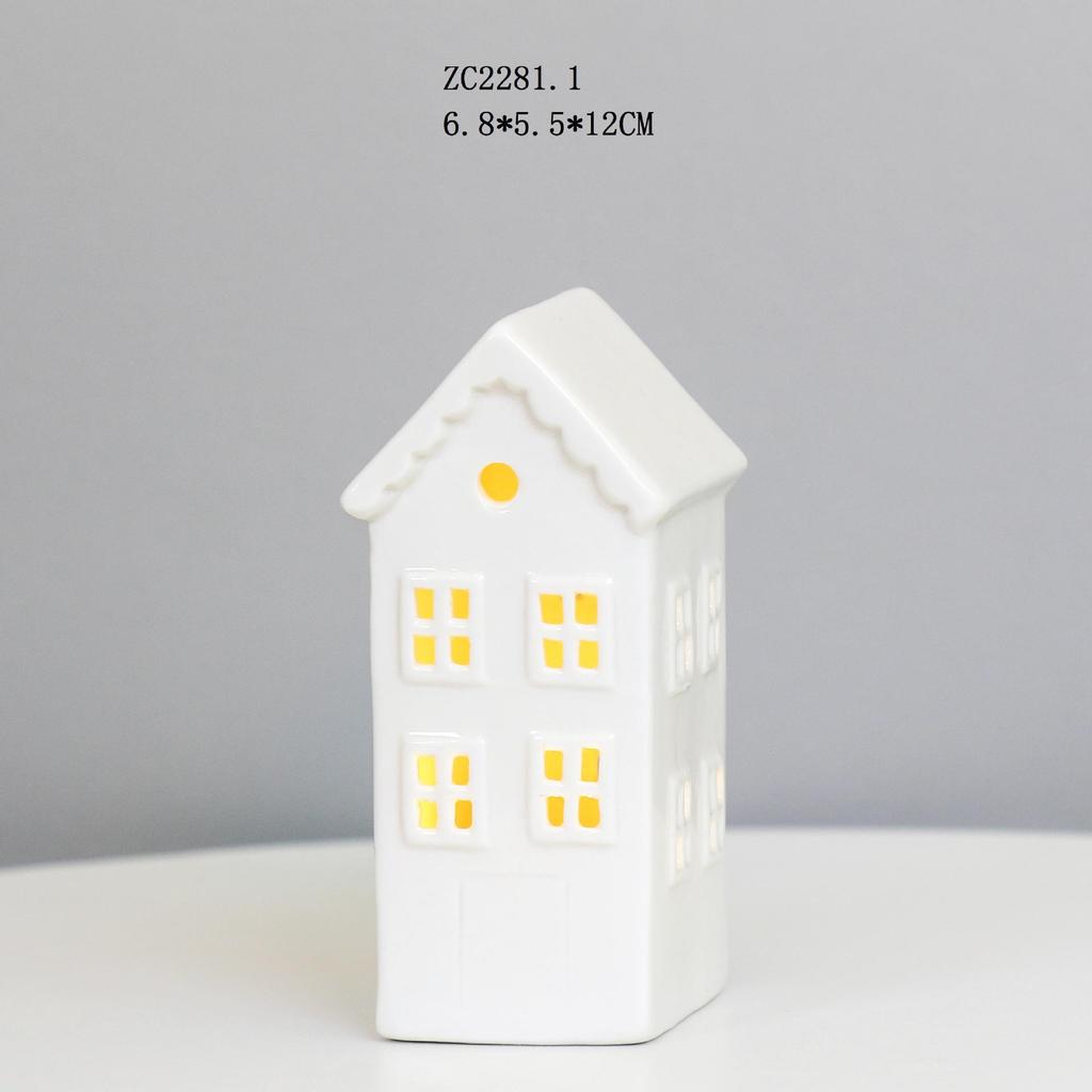Nordic Style Ceramic Christmas LED Light Ornament for Home Décor