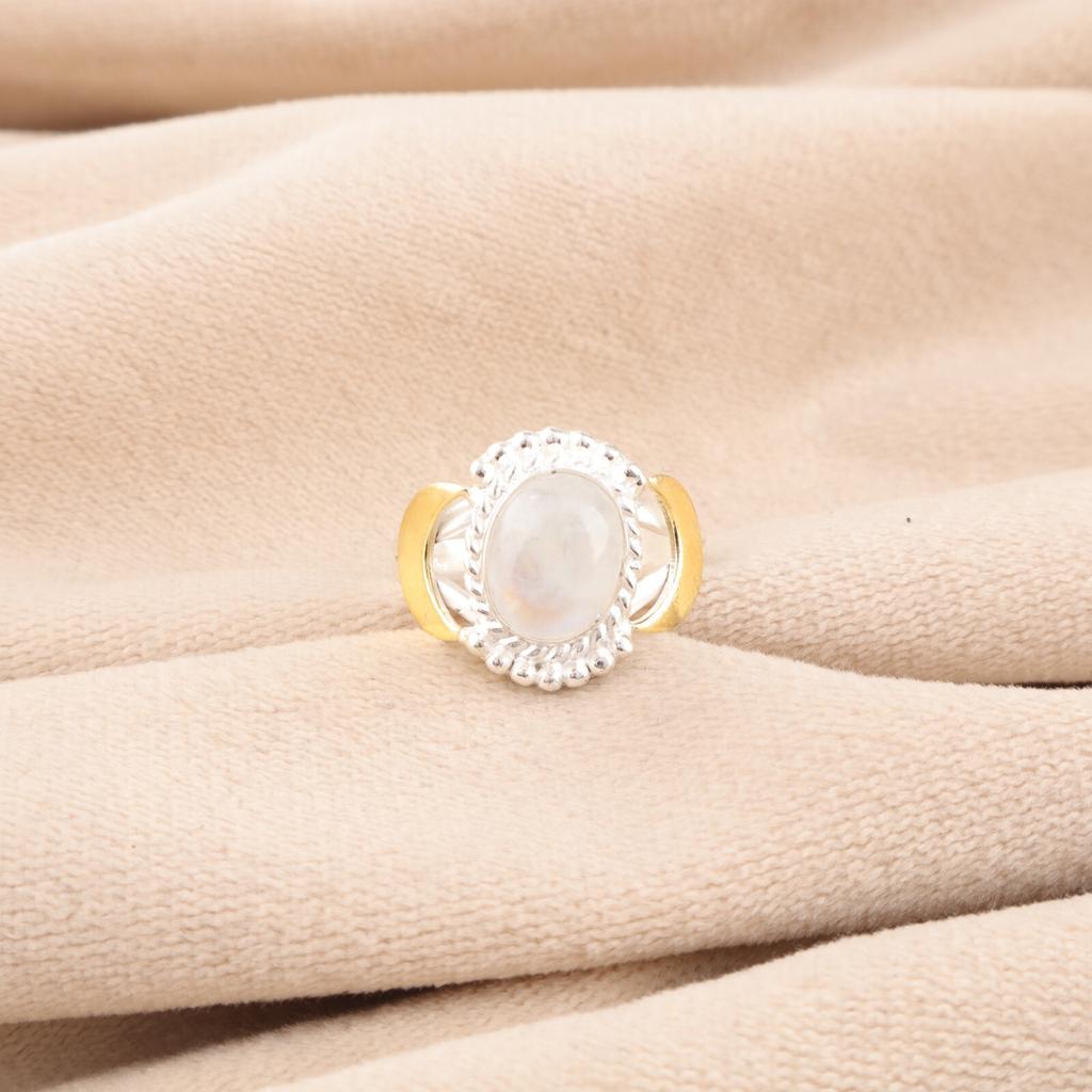 Natural Rainbow Moonstone Gemstone 925 Sterling Silver Jewelry Handcrafted Ring RR-61-27
