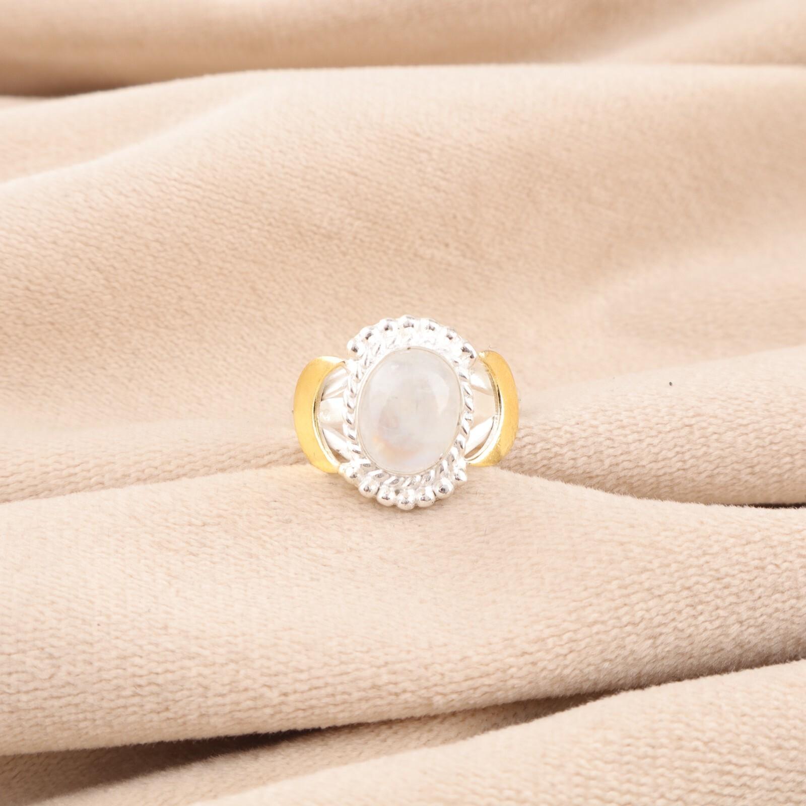 

Natural Rainbow Moonstone Gemstone 925 Sterling Silver Jewelry Handcrafted Ring RR-61-27 13