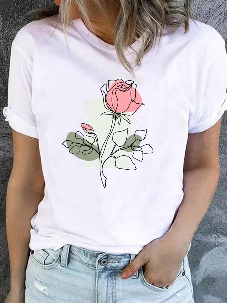 (Asian Size) trend love style Clothing Lady o-neck Short Sleeve T-shirts Printed Female Top Casual T Shirt Fashion Women Graphic Tee