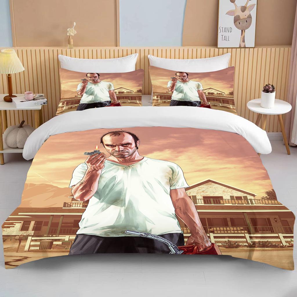 10 Größen 3D Spiel GTA V Bettwäsche-Set Cartoon Bettbezüge Grand Theft Auto Bettwäsche Bettzeug mit Kissenbezug Dropshipping