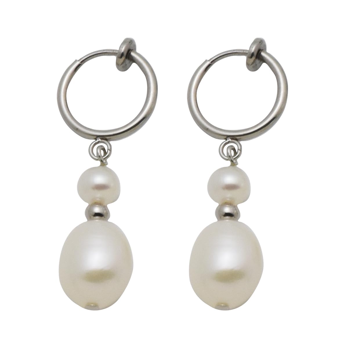 

Genuine Freshwater Natural Swing Hoop Surgical Stainless School Entrance New Graduate Drawstring Care Cloth Made in Birthstone Mani Mani Pearls,