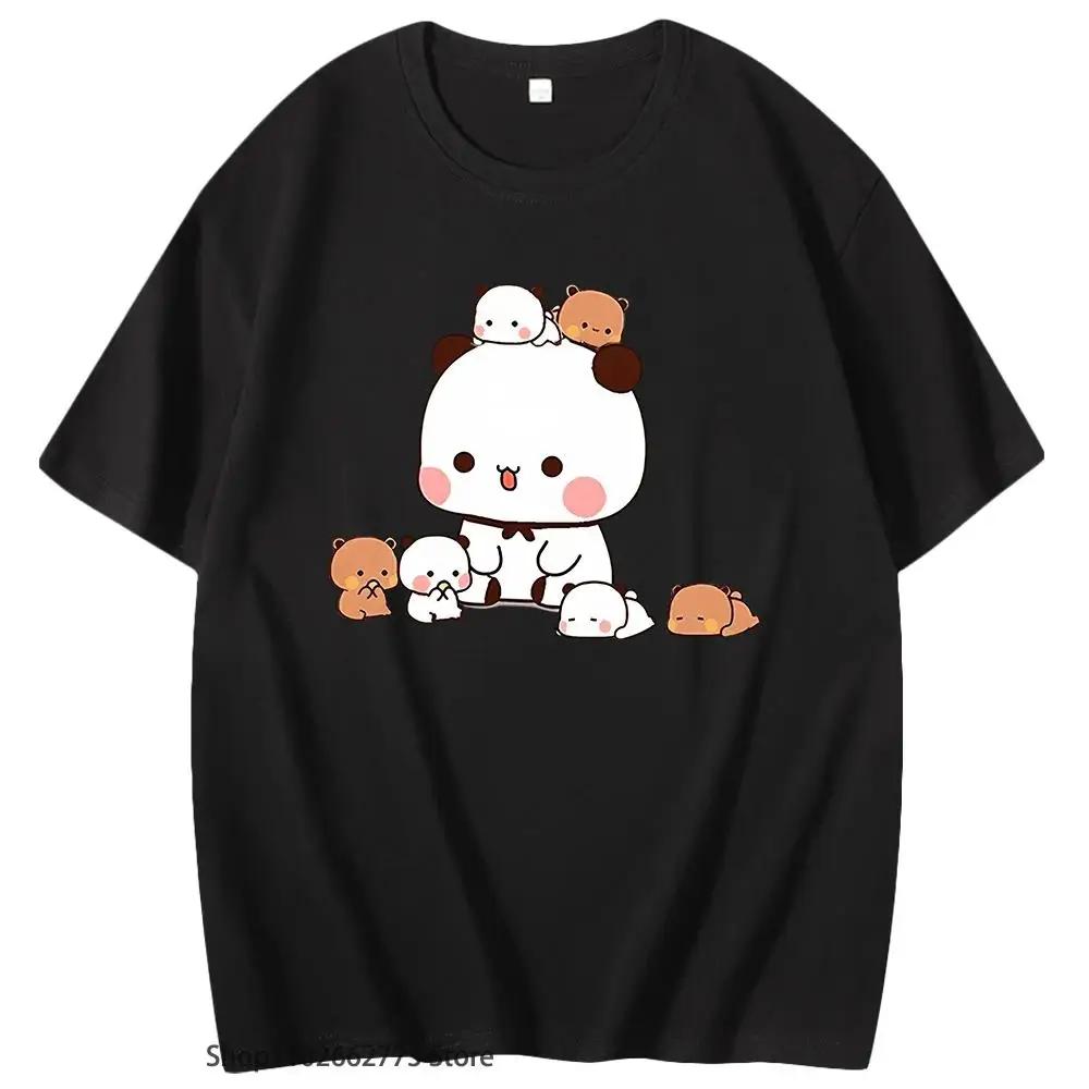 Anime Cartoon Panda Bear Bubu and Dudu T Shirt Kawaii Graphic Printed T Shirt Fashion Crew Neck Plus Size T Shirt Women