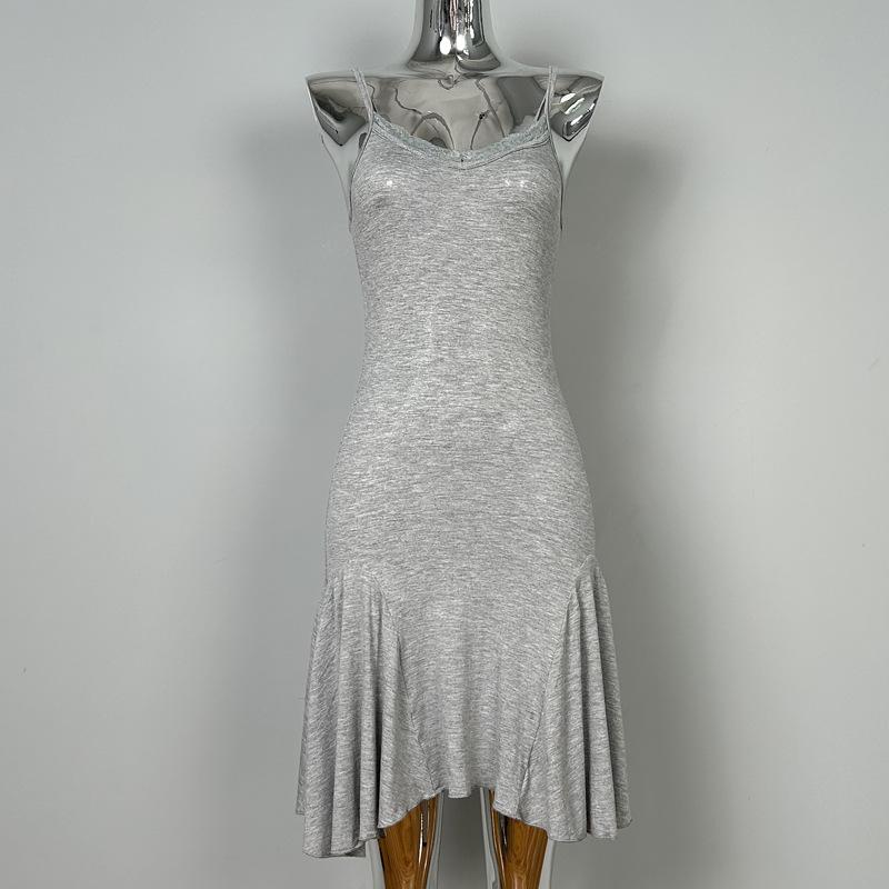 South Korean Dongdaemun Sexy Lace Spliced Pleated Waist Dress