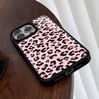 Pink Leopard Print Pattern Phone Case Suitable for iPhone 17 16 15 14 13 12 11 Pro/Max/Plus Anti Drop and Shockproof Back Cover