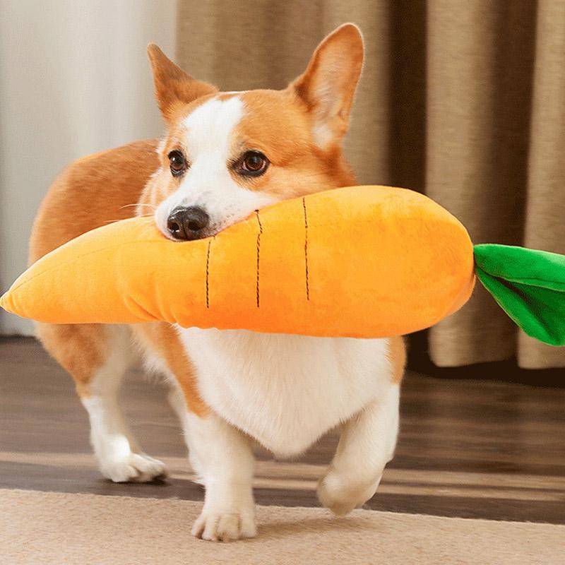 Pet Dog Toy Carrot Plush Toy Vegetable Chew Toy Pet Sound Playing Toy Accessories Dog Toy for Small Medium Large Dogs Universal