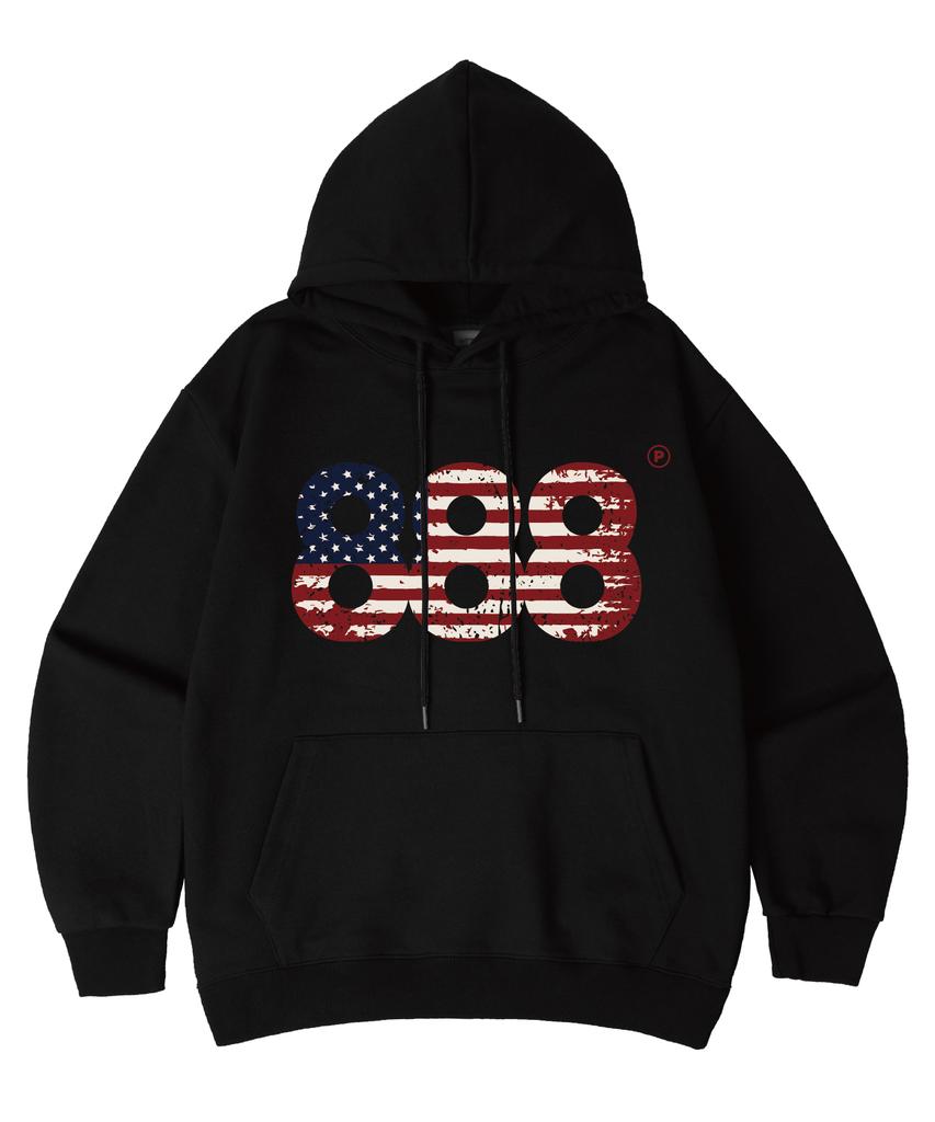[Fleece-Lined/Non-Fleece-Lined] Usa Number.888 Oversized Hoodie 7 Colors (B Type)