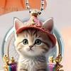 Kitten Car Pendant Hanging Ornament Acrylic Rearview Mirror Decor Cute Cat Bag Charm Car Interior Accessories