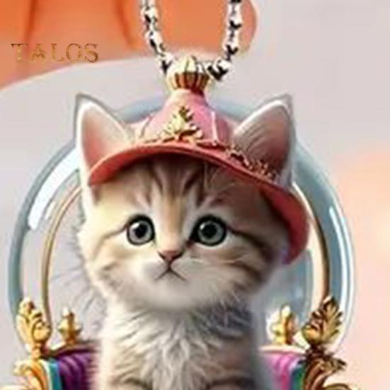 Kitten Car Pendant Hanging Ornament Acrylic Rearview Mirror Decor Cute Cat Bag Charm Car Interior Accessories