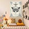 Avinyl Black and White Butterfly Tapestry for Bedroom, Vintage Flower Large Moon Tapestries Wall Hanging, Cute Tarot Poster for