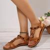 Fashion Ladies' Summer Lace Up Flat Sandals Adjustable Casual Elastic with Fish Mouth Ethnic Style Slippers Open Toed Camisole Sandals
