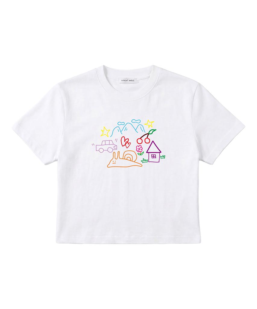 Eolaiteuaenggeul Cat Snail Crop Tee (2 Color)