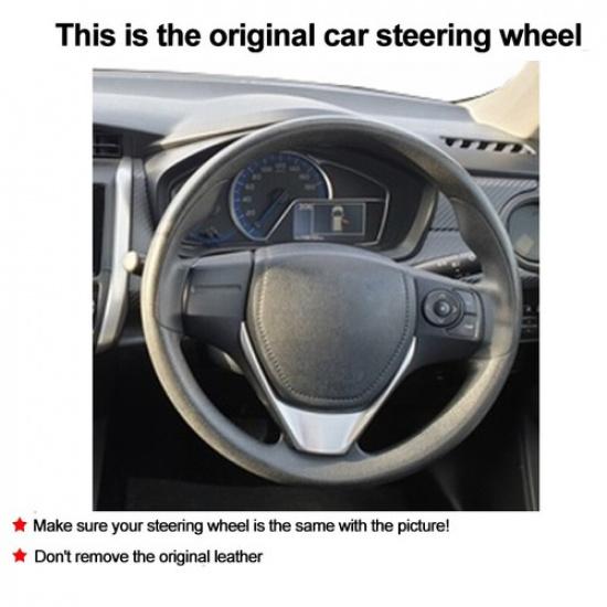 Hand Sewing Wrap Car Steering Wheel Cover For Toyota Corolla Fielder 2014-