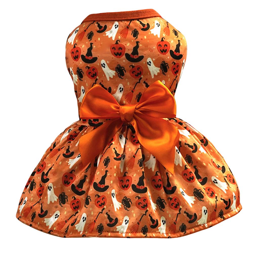 Pet Dog Halloween Costume Orange Dress for Small Medium Holiday Party