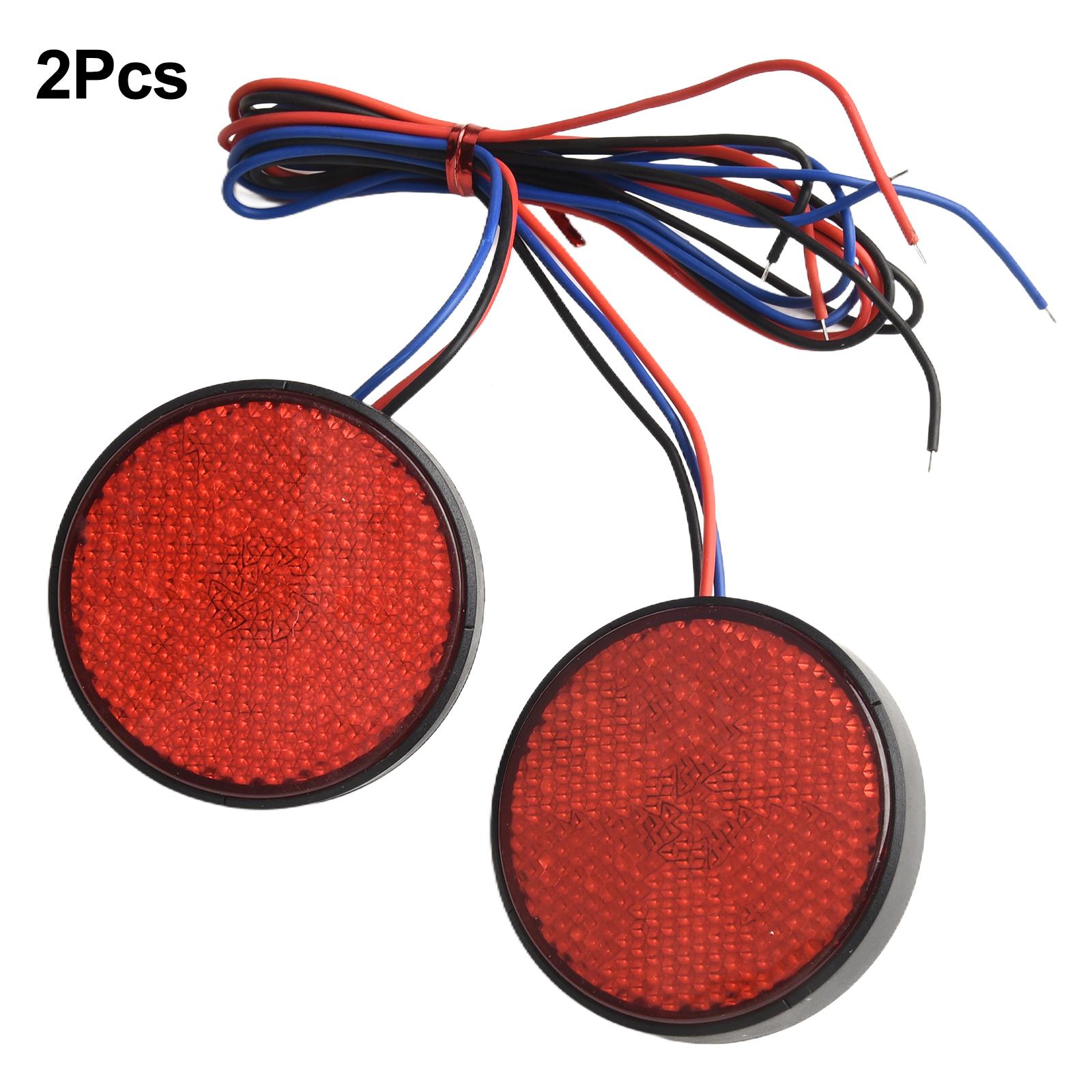 

1Pics12V Round Motorcycle Tail Lights Rear Bumper Reflector LED Motor External Light Brake Stop Marker Lamp For Car Motor Truck 2xRed