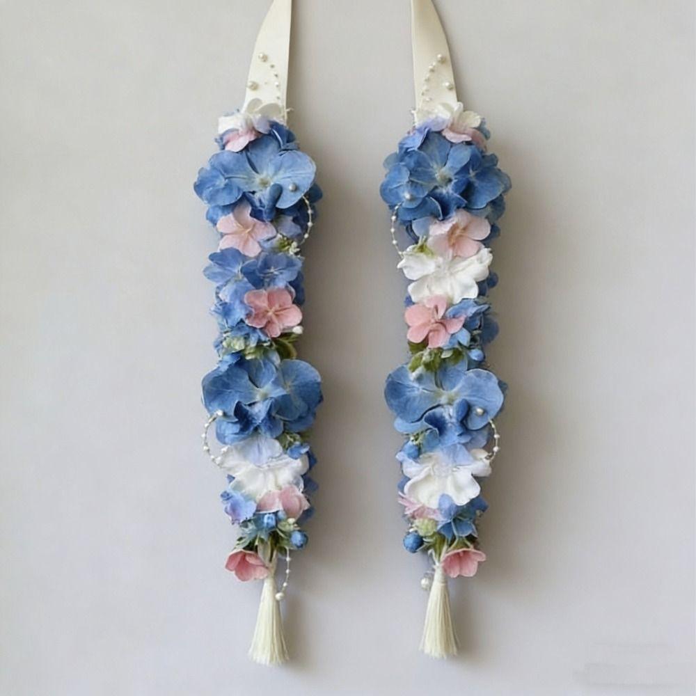 Satin Fabric Satin Flower Sash Silk Fabric Floral Decorative Artificial Floral Garland Elegant Ornament Artificial Flower