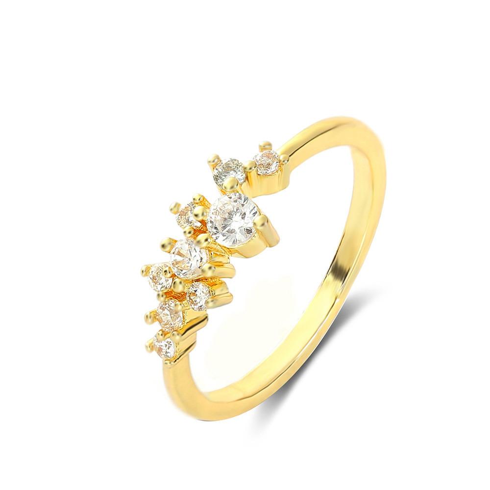 

Элегантное кольцо с бриллиантами с позолотой 18 карат для женщин с цветочным дизайном и регулируемыми размерами 6