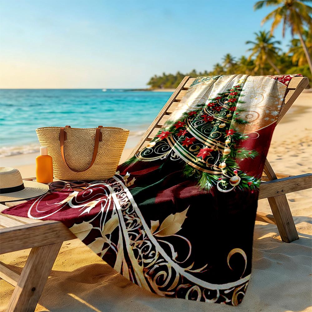 Christmas Beach Towel Super Soft Microfiber Quickdry Fabric Comfortable Lightweight Perfect for Traveling Yoga Camping and Swimming