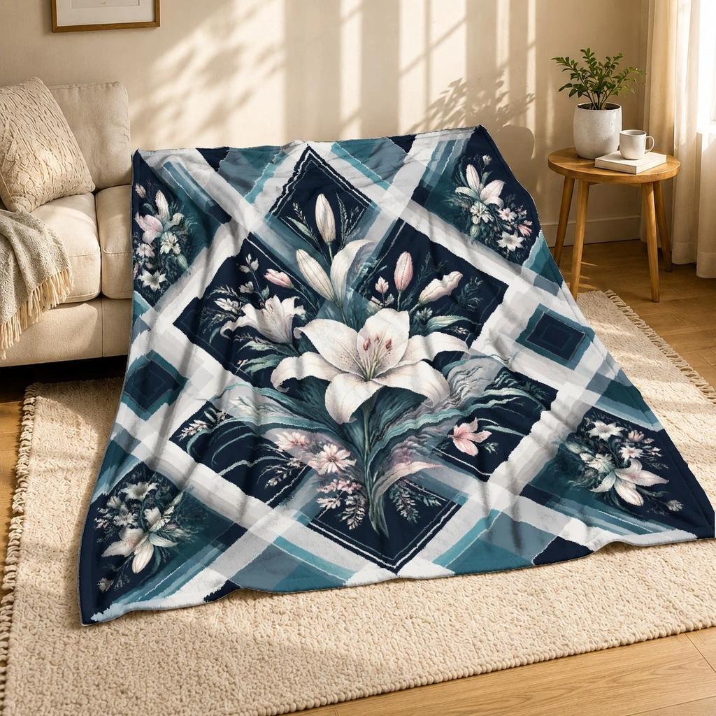 Lily Diamond Plaid Coral Fleece Blanket