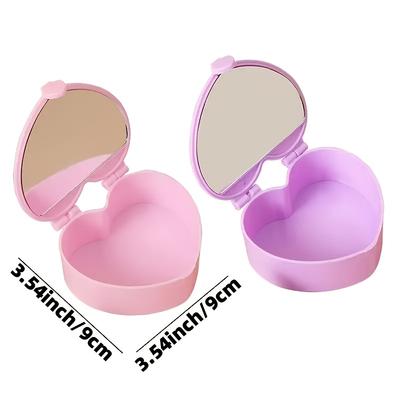 10pcs Heart-Shaped Jewelry Storage Box with Mirror  Plastic Organizer for Rings,Earrings,Necklaces Ideal for Weddings,Souvenirs,Home Decor,Jewelry Box