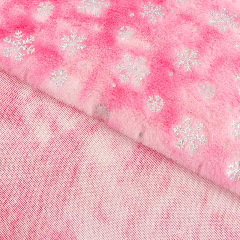 Snowflake Velvet Plush Toys & Accessories Fabric with Tie-Dye and Silver Highlights