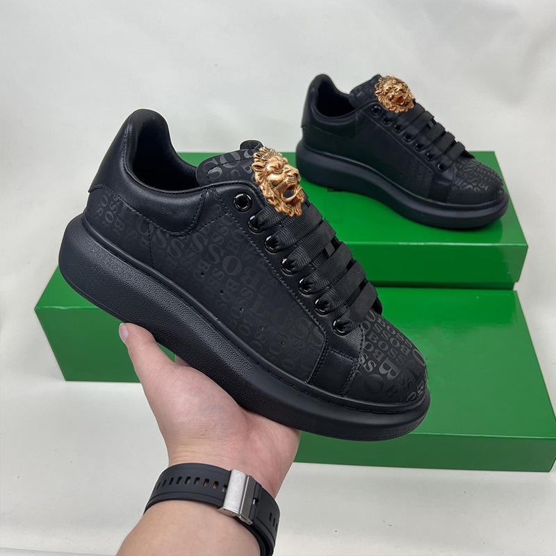 High-end genuine leather men's casual shoes with low heel, casual leather surface sports shoes, thick-soled men's shoes A1