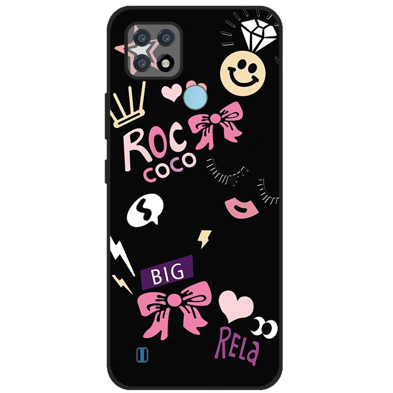 Para OPPO Realme C21Y Capa Série COOL Preto Capa de Silicone Macia para Cases de Telefone Realme C21 C25 C25s Protetora Realmi C 21 Y Capa
