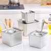 Stainless Steel Square Seasoning Box with Handles Heavy-Duty Storage Container for Lard Sauces Condiments Rust-Proof Spice Box for Home Commercial